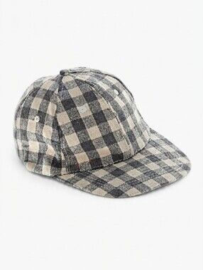 Plaid Baseball Cap - Black and Cream